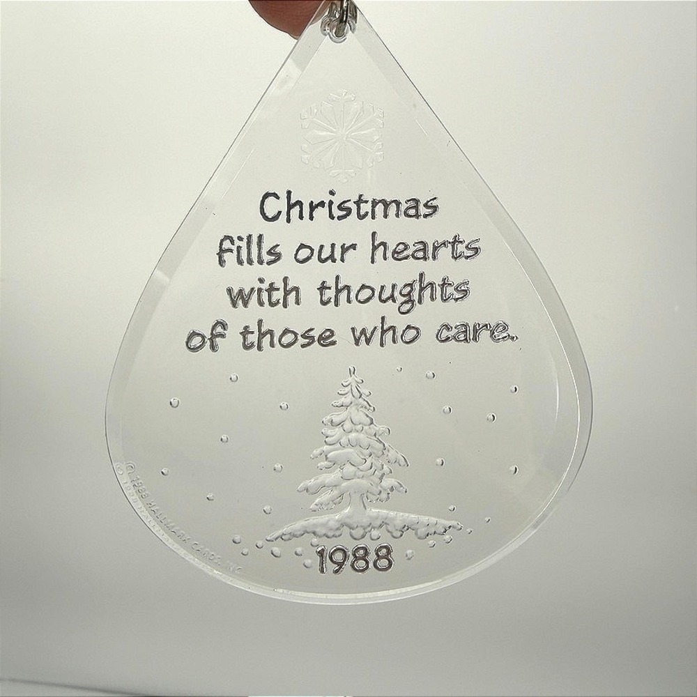 Hallmark Keepsake Ornament Gratitude 1988 Clear Acrylic Teardrop Vintage w/ Box